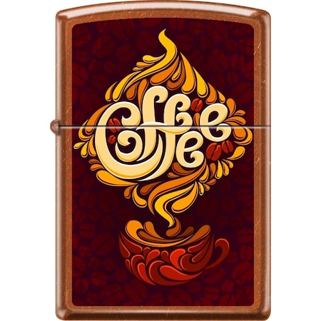 Zippo 2024 Zippo Procut Tumbled Brass Coffee Design ZIP-49477CI018419